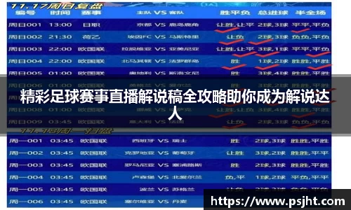 精彩足球赛事直播解说稿全攻略助你成为解说达人